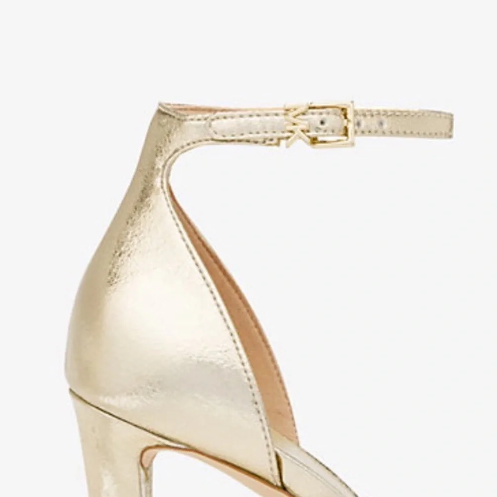 Michael Kors Metallic Gold Ankle-Strap Platform Heels - Picture 7 of 9